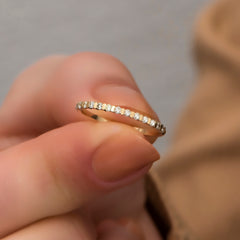 14K Gold Thin Diamond Half Eternity Band – Calyra