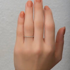 14K Solid Gold Pave Diamond Half Eternity Band – Evelisse