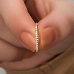 14K Solid Gold Pave Diamond Half Eternity Band – Evelisse