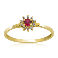 14K Gold Ruby & Diamond Round Ring – Astra