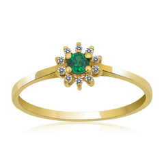 14K Gold Emerald & Diamond Round Ring – Astra