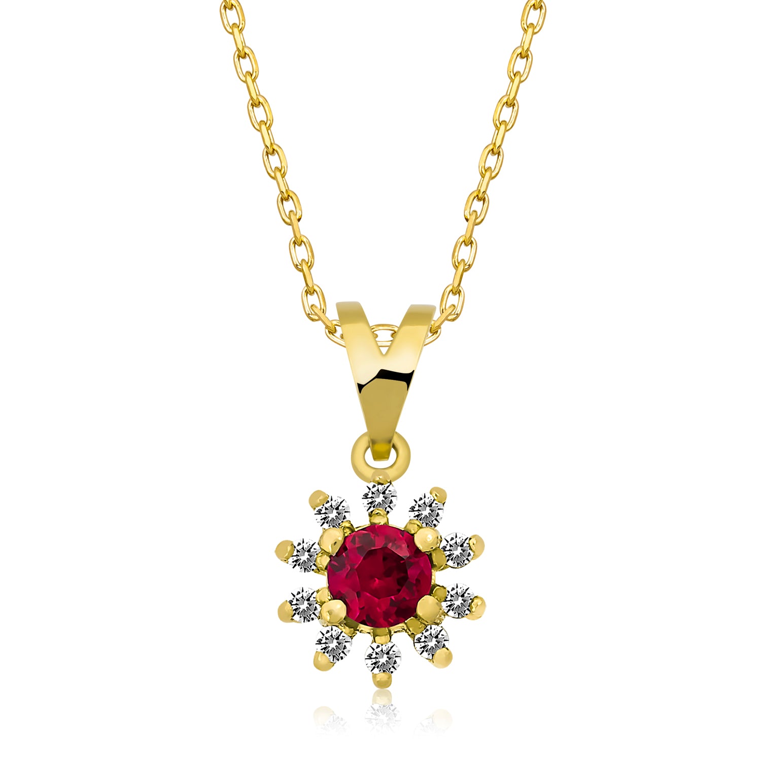 14K Gold Ruby & Diamond Round Necklace – Astra