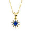 14K Gold Blue Sapphire & Diamond Round Necklace – Astra