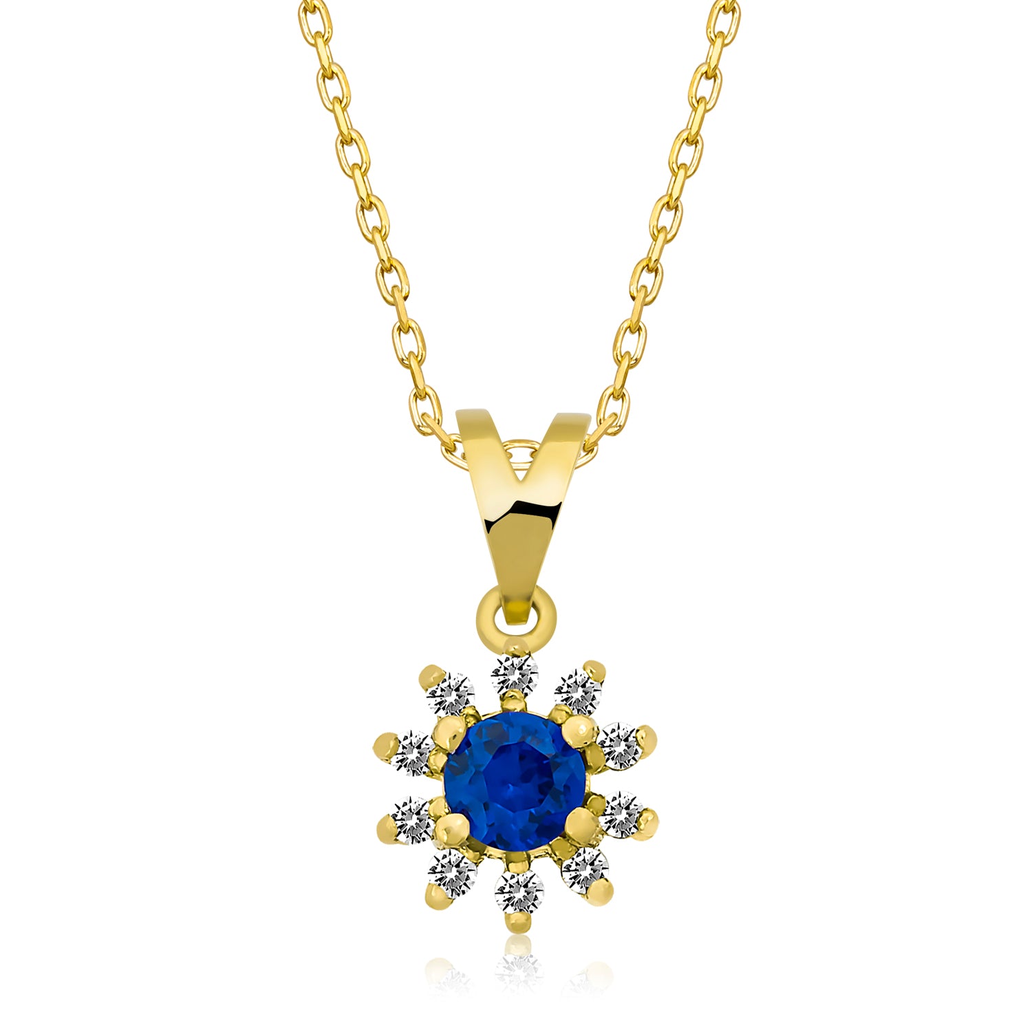 14K Gold Blue Sapphire & Diamond Round Necklace – Astra