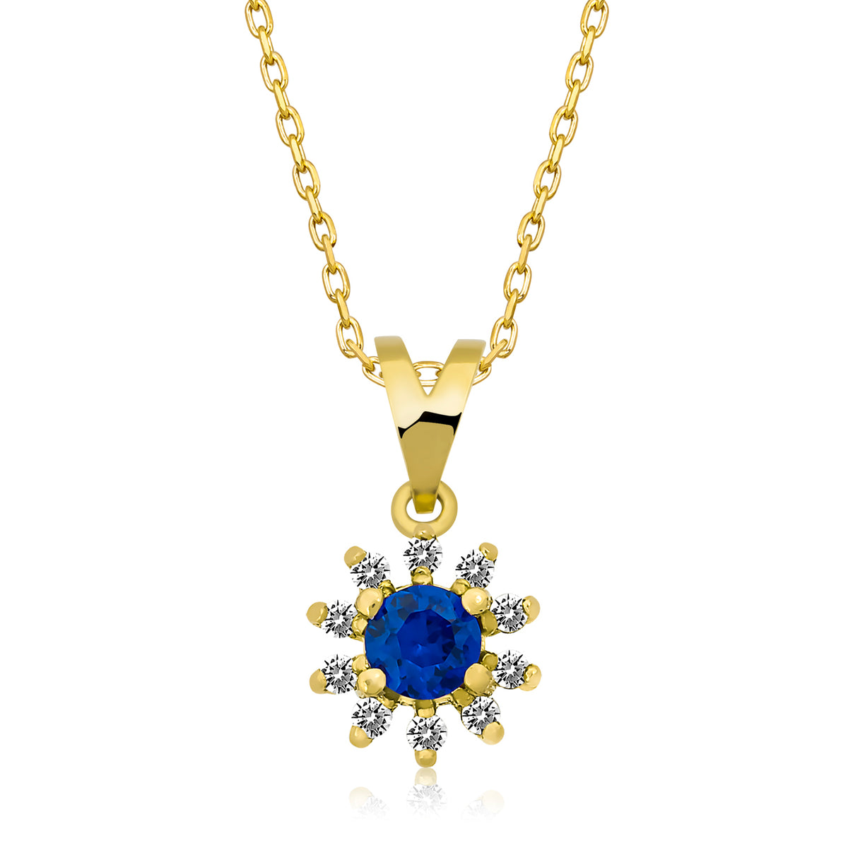 14K Gold Blue Sapphire & Diamond Round Necklace – Astra