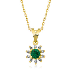 14K Gold Emerald & Diamond Round Necklace – Astra