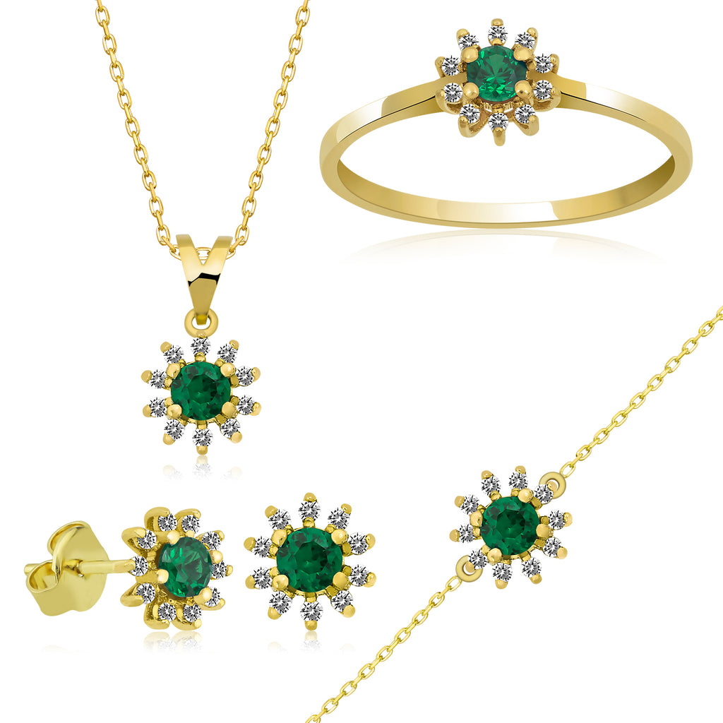 14K Gold Emerald & Diamond Round Necklace – Astra