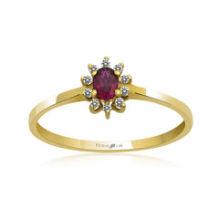 14K Gold Ruby & Diamond Oval Ring – Astra