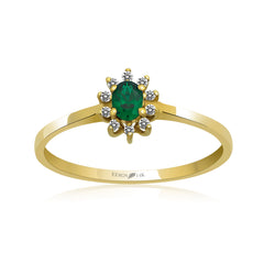 14K Gold Emerald & Diamond Oval Ring – Astra