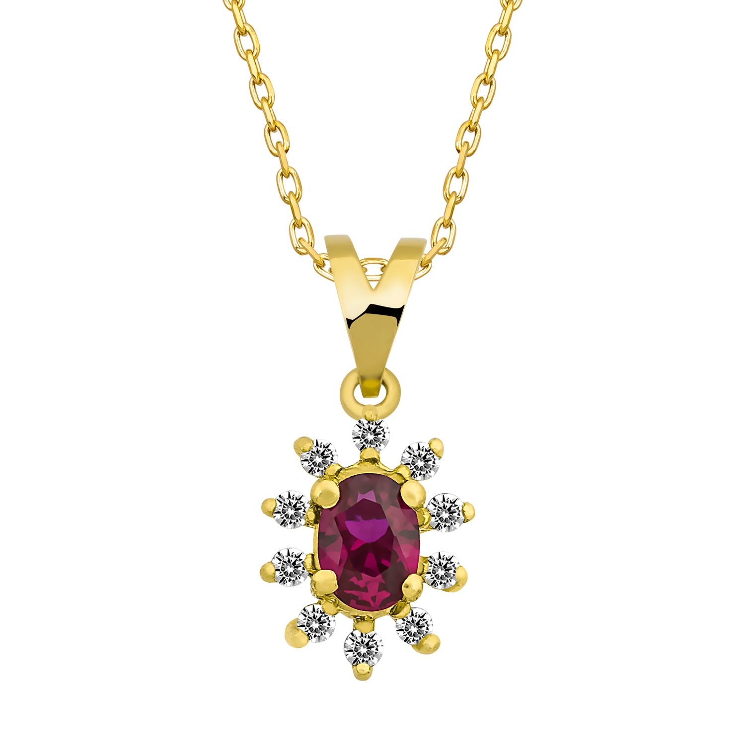 14K Gold Ruby & Diamond Oval Necklace – Astra