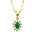 14K Gold Emerald & Diamond Oval Necklace – Astra