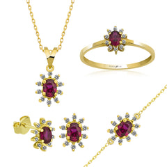 14K Gold Ruby & Diamond Oval Ring – Astra