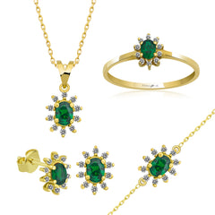 14K Gold Emerald & Diamond Oval Necklace – Astra