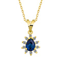 14K Gold Blue Sapphire & Diamond Pear Necklace – Astra