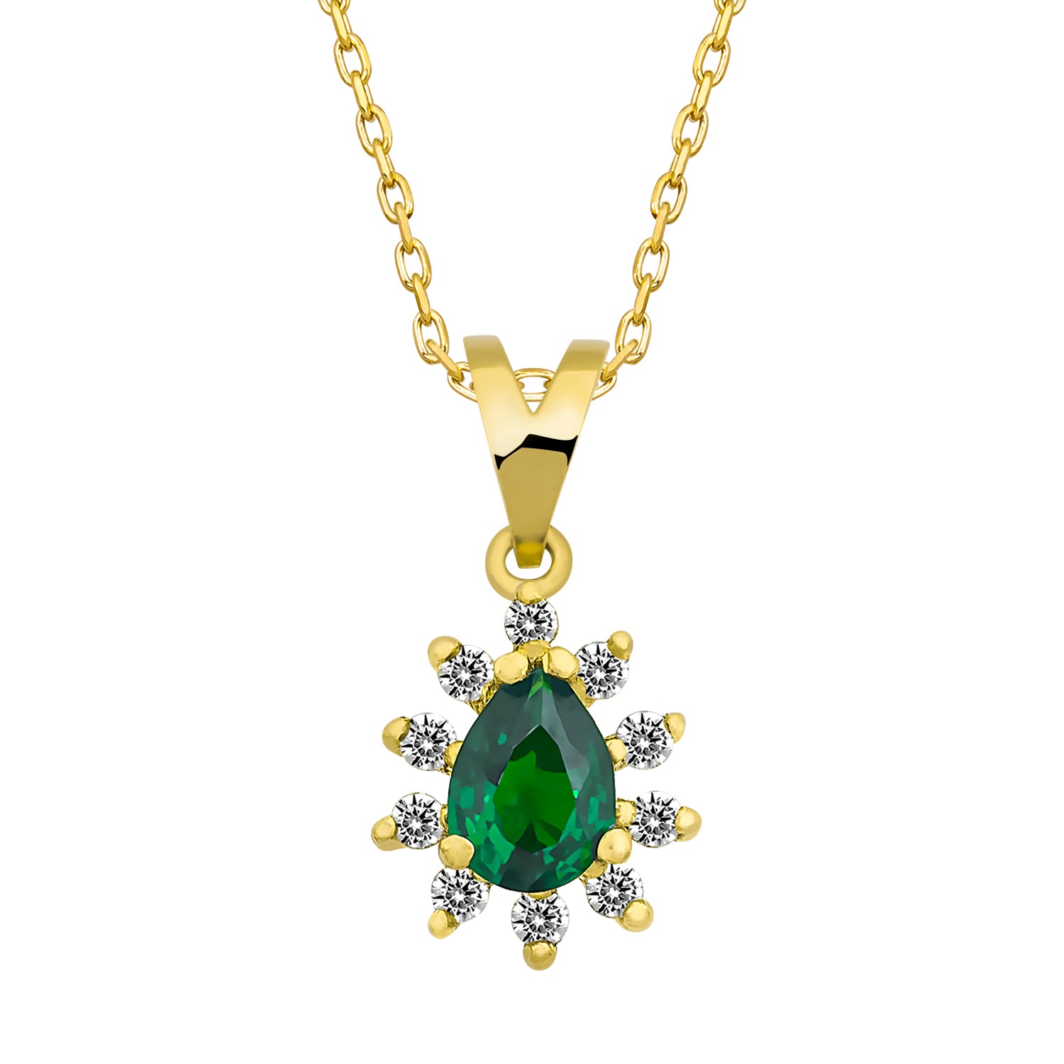 14K Gold Emerald & Diamond Pear Necklace – Astra