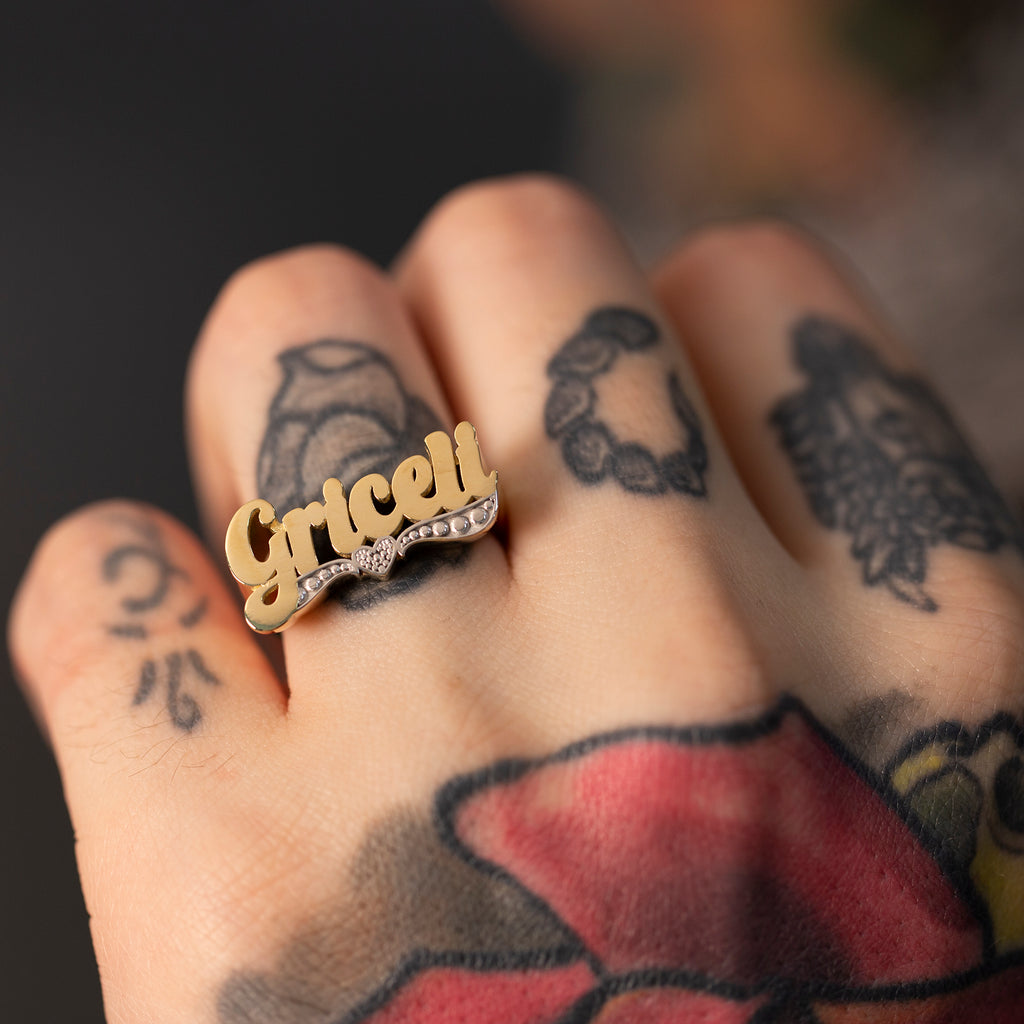 14K Solid Gold Custom Name Ring – Elowen