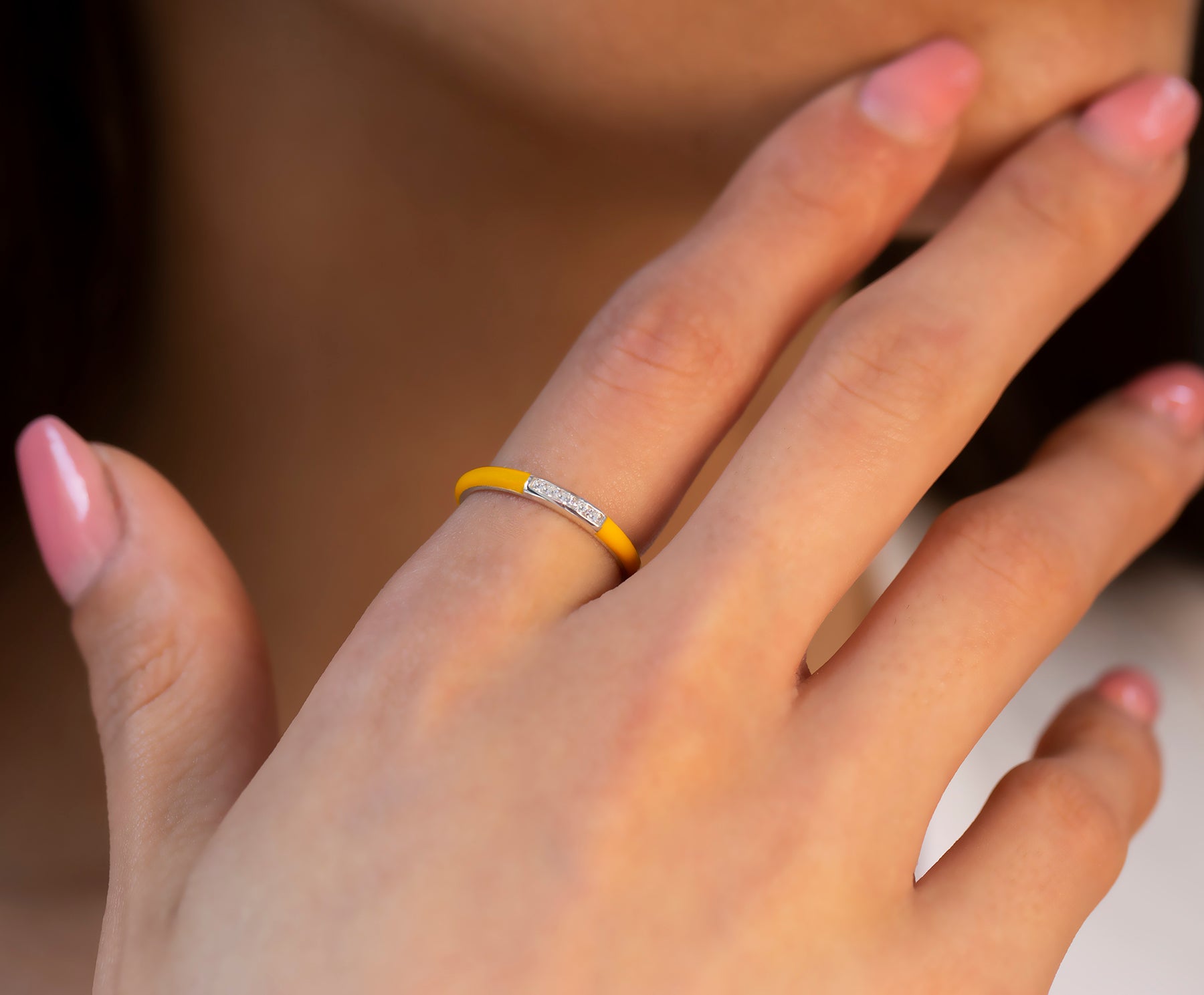 14K Gold Multicolor Diamond Enamel Ring – Marvyn