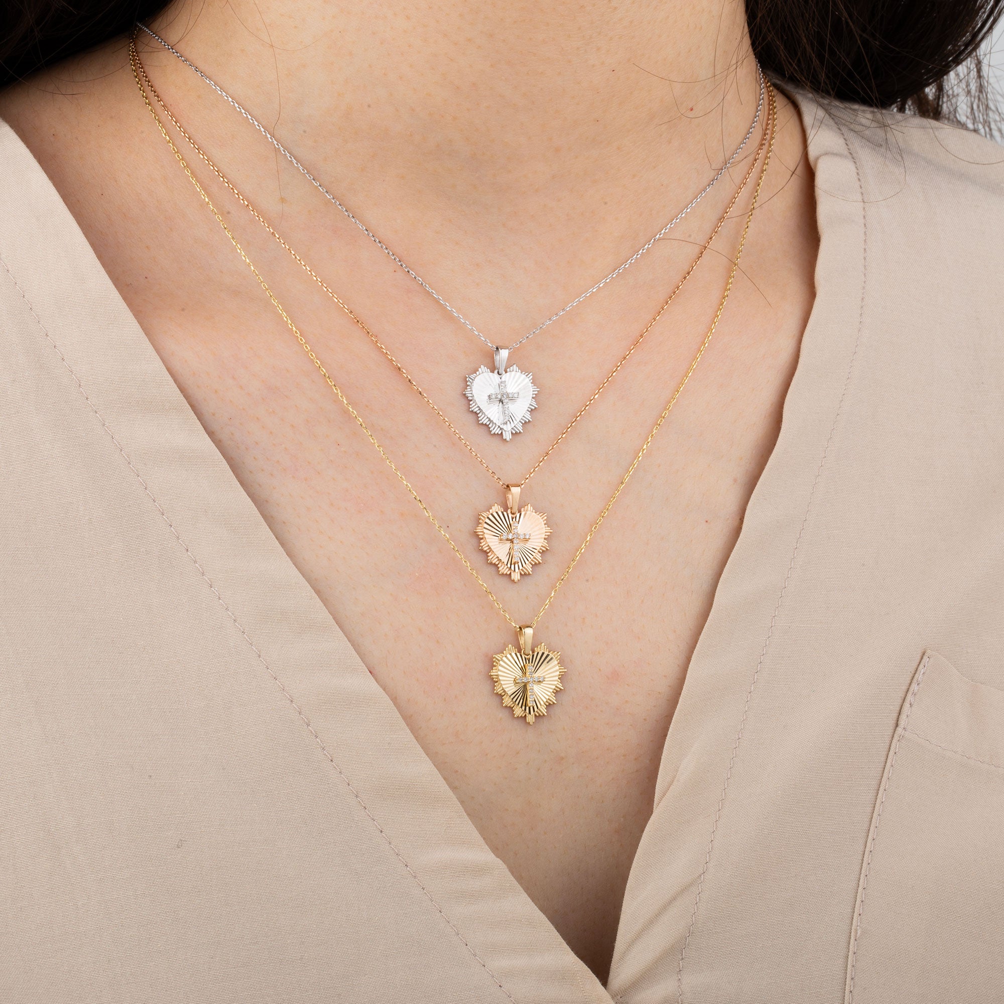 14K Gold Diamond Heart Cross Necklace – Herald