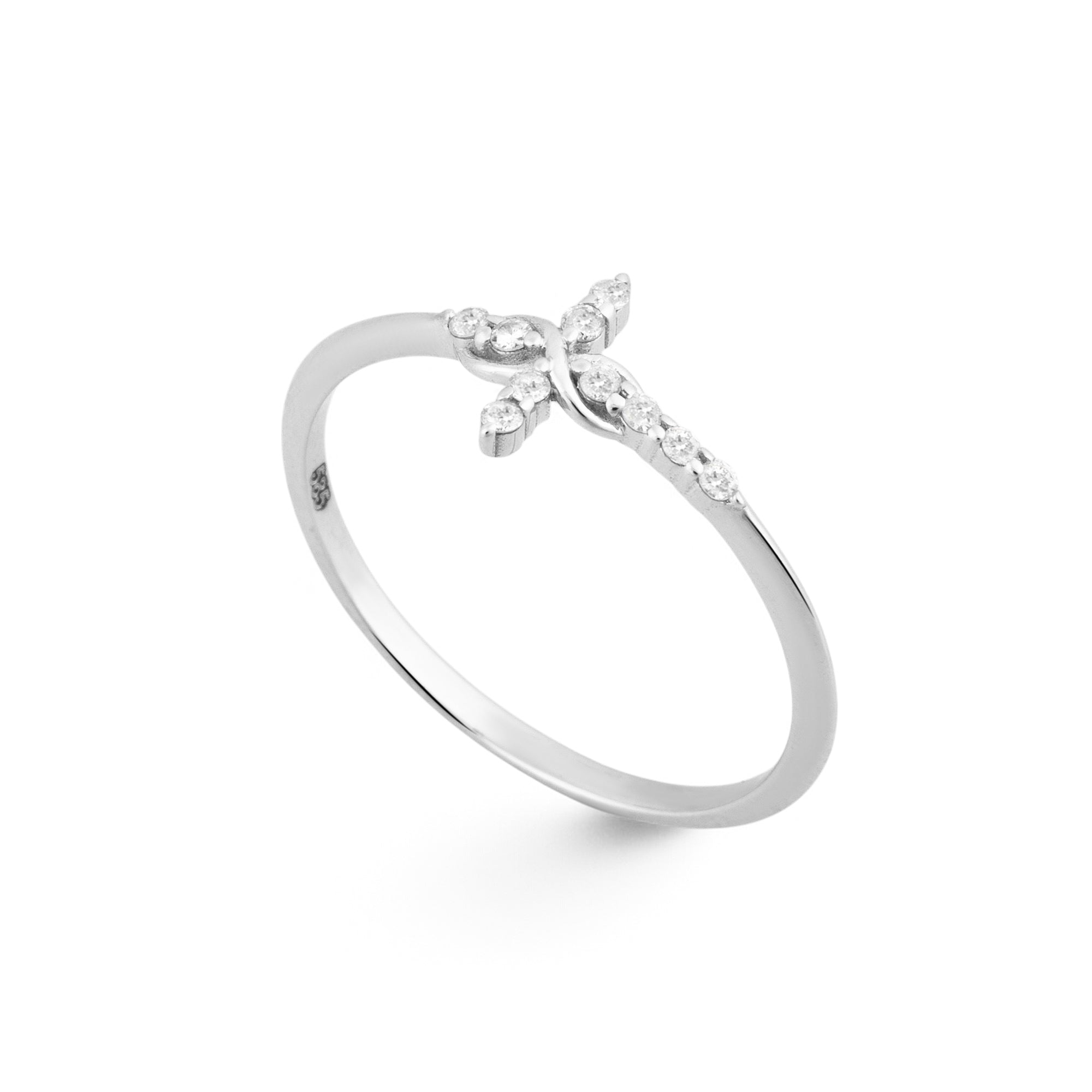 14K Gold Diamond Infinity Cross Ring for Woman/ Gold Diamond Cross Minimalist Rings Gift for Her/ Birthday Gift for Her/ Christmas Gifts