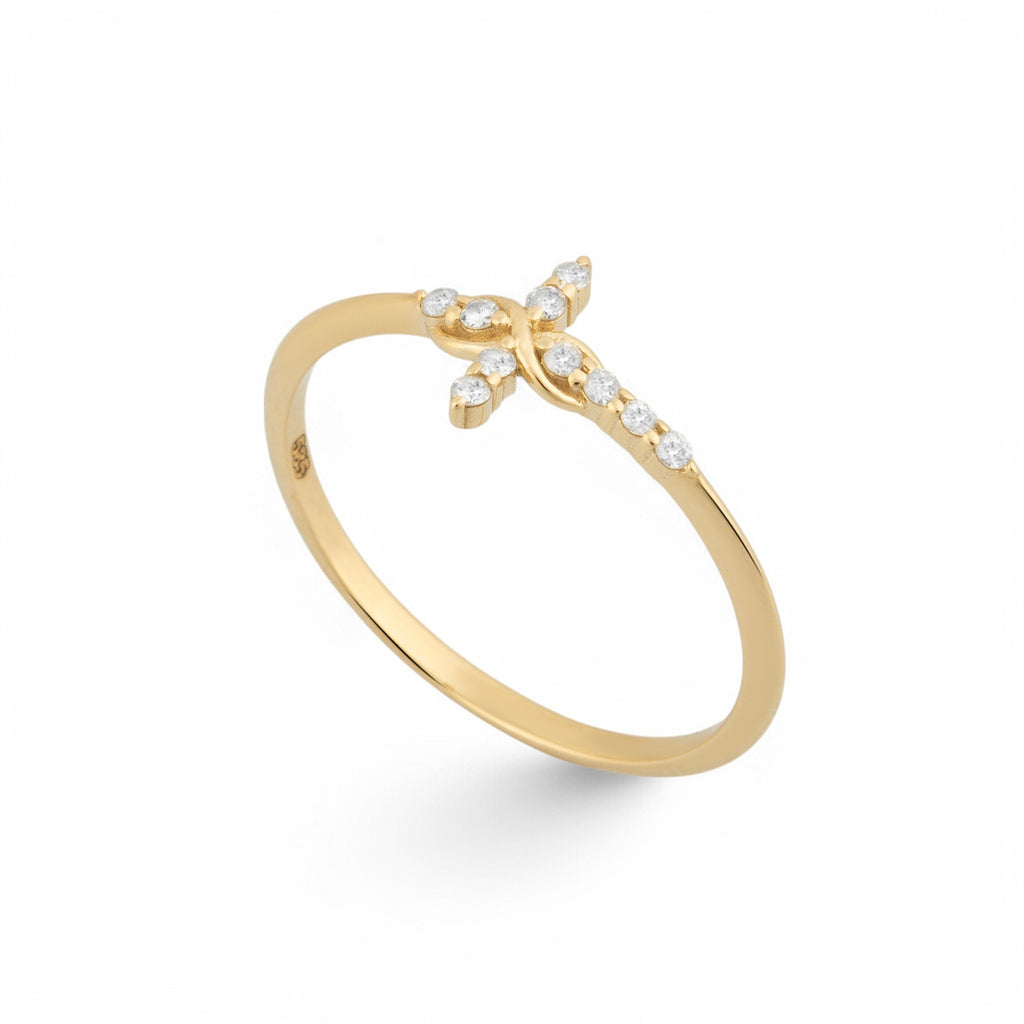 14K Gold Infinity Diamond Cross Ring – Everlight