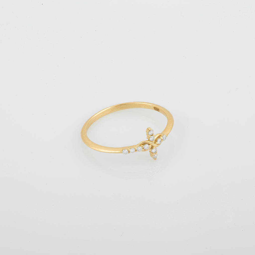 14K Gold Infinity Diamond Cross Ring – Everlight