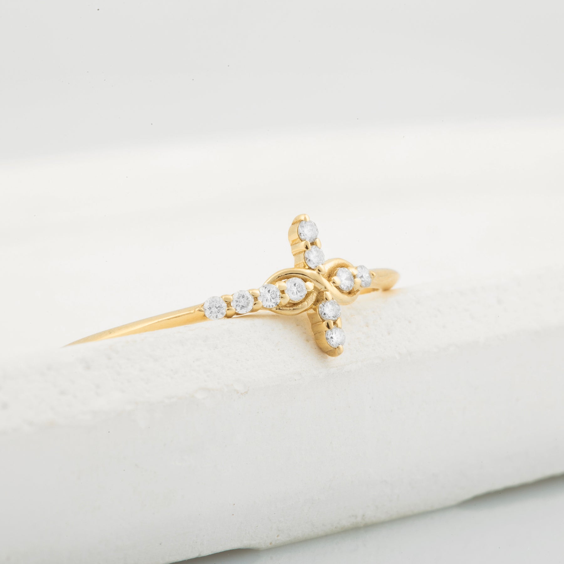 14K Gold Infinity Diamond Cross Ring – Everlight