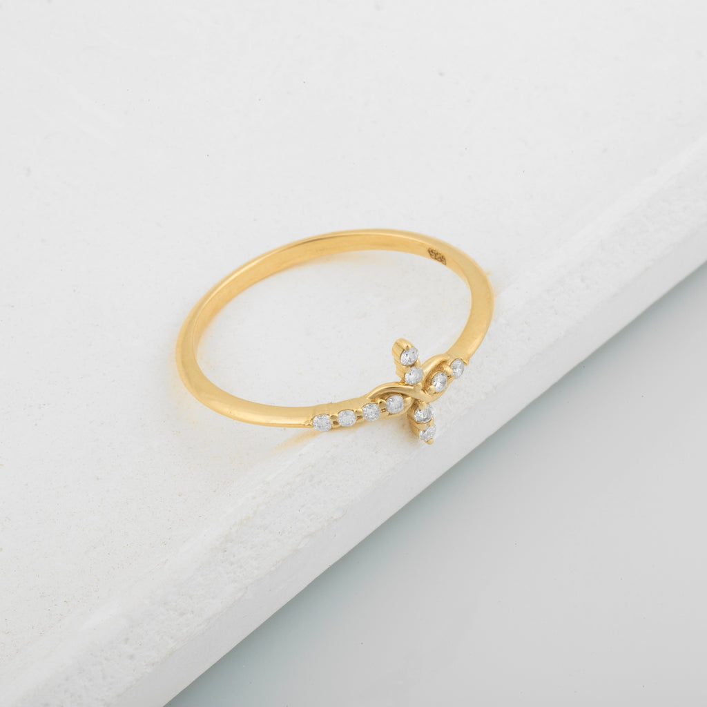 14K Gold Infinity Diamond Cross Ring – Everlight