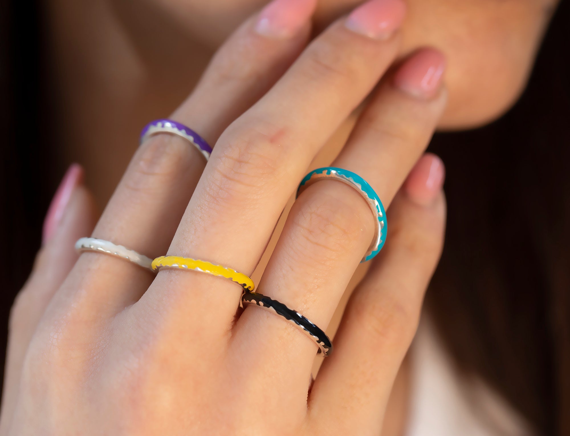 14K Gold Multicolor Enamel Stacking Ring – Soraya