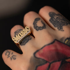 14K Solid Gold Name Ring/ 14K Gold Personalized Name Ring/ Gold Custom Letter Rings for Men/ Gold Ring Custom Gifts/ Mothers Day Gift