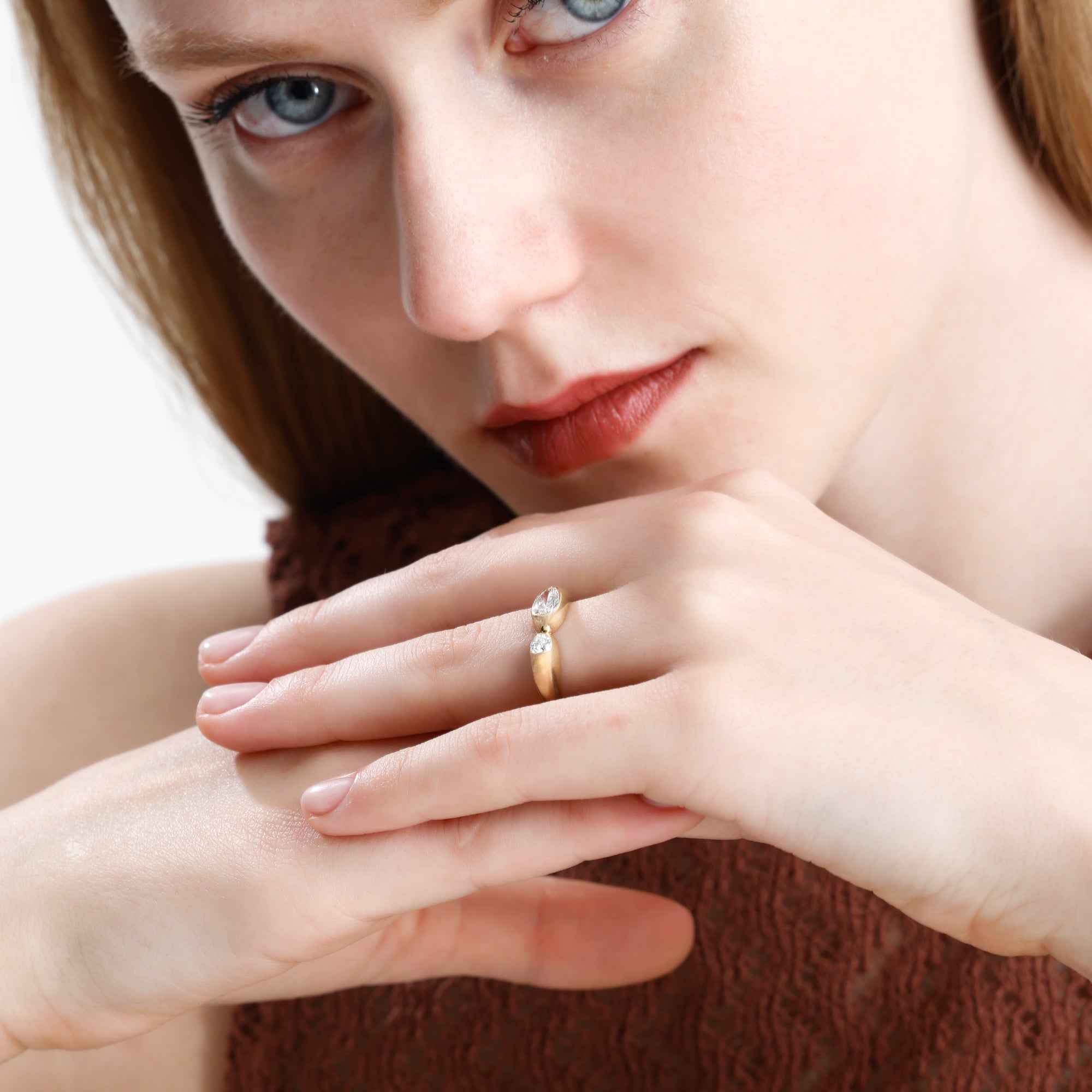 Round and Pear Lab Grown Diamond Open Ring – Sael