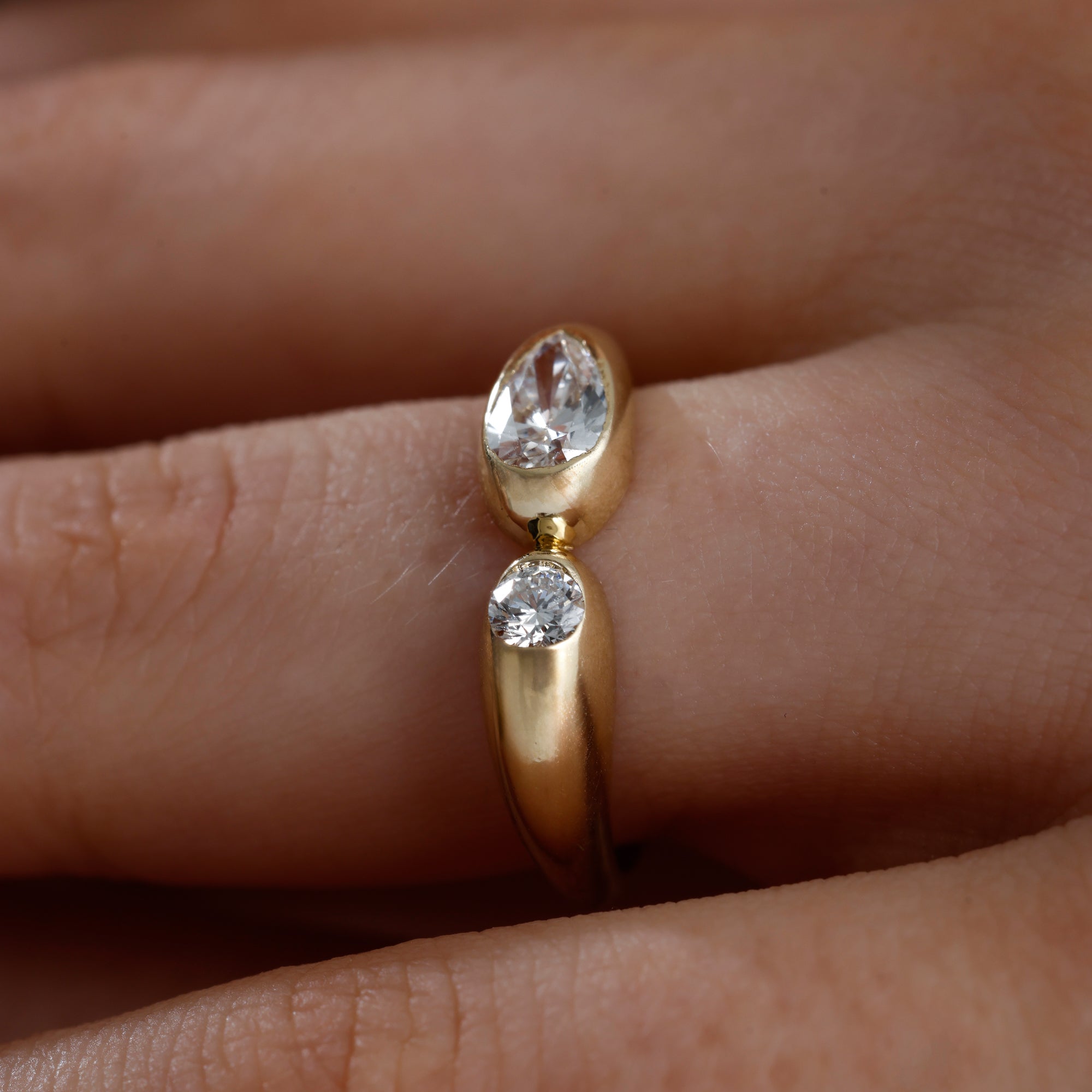 Round and Pear Lab Grown Diamond Open Ring – Sael