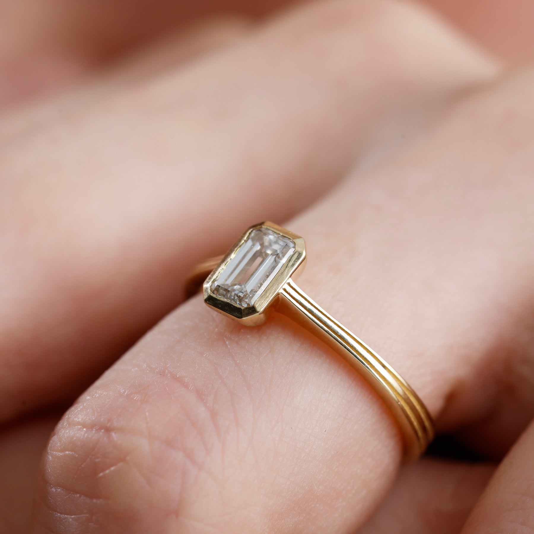 Emerald Cut Bezel Lab Grown Diamond Engagement Ring – Arelis