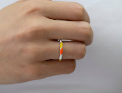 14K Gold Multicolor Enamel Rings for Woman/ Gold Enamel Colored Stack Rings/ Colourful Enamel Band/ Birthday Gifts/ The Mom/ Gift for Her