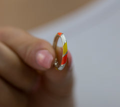 14K Gold Multicolor Enamel Rings for Woman/ Gold Enamel Colored Stack Rings/ Colourful Enamel Band/ Birthday Gifts/ The Mom/ Gift for Her