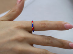 14K Gold Multicolor Enamel Rings for Woman/ Gold Enamel Colored Stack Rings/ Colourful Enamel Band/ Birthday Gifts/ The Mom/ Gift for Her