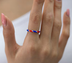 14K Gold Multicolor Enamel Rings for Woman/ Gold Enamel Colored Stack Rings/ Colourful Enamel Band/ Birthday Gifts/ The Mom/ Gift for Her