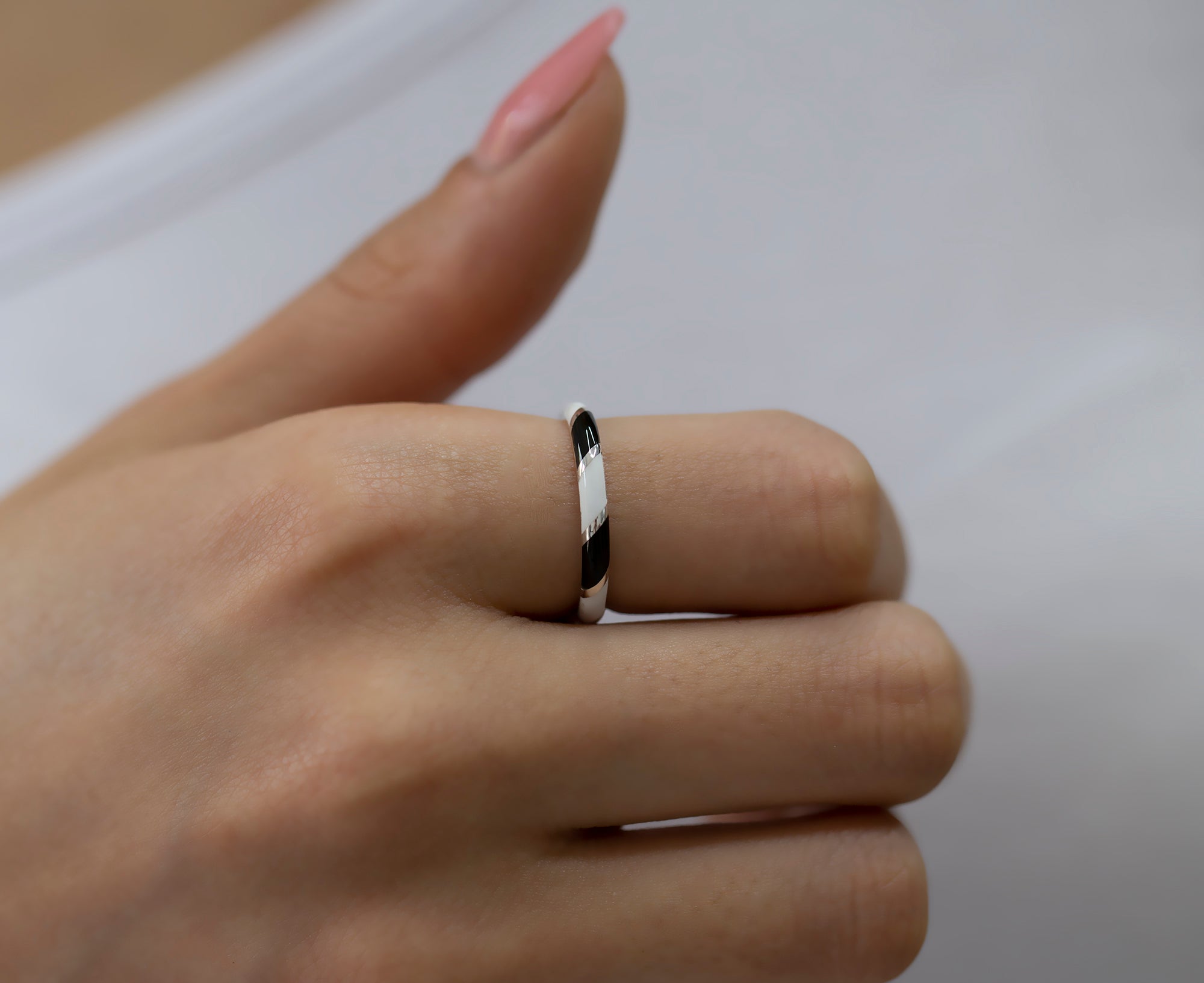 14K Gold Multicolor Enamel Rings for Woman/ Gold Enamel Colored Stack Rings/ Colourful Enamel Band/ Birthday Gifts/ The Mom/ Gift for Her