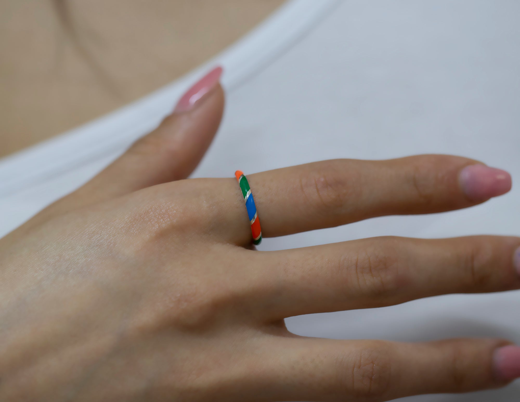 14K Gold Multicolor Enamel Band for Women – Mirella