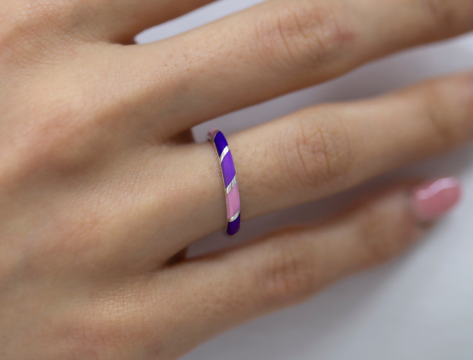 14K Gold Multicolor Enamel Rings for Woman/ Gold Enamel Colored Stack Rings/ Colourful Enamel Band/ Birthday Gifts/ The Mom/ Gift for Her