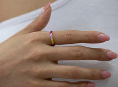 14K Gold Multicolor Enamel Rings for Woman/ Gold Enamel Colored Stack Rings/ Colourful Enamel Band/ Birthday Gifts/ The Mom/ Gift for Her