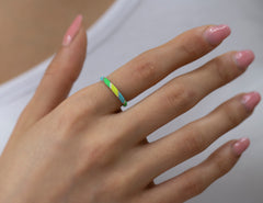 14K Gold Multicolor Enamel Rings for Woman/ Gold Enamel Colored Stack Rings/ Colourful Enamel Band/ Birthday Gifts/ The Mom/ Gift for Her