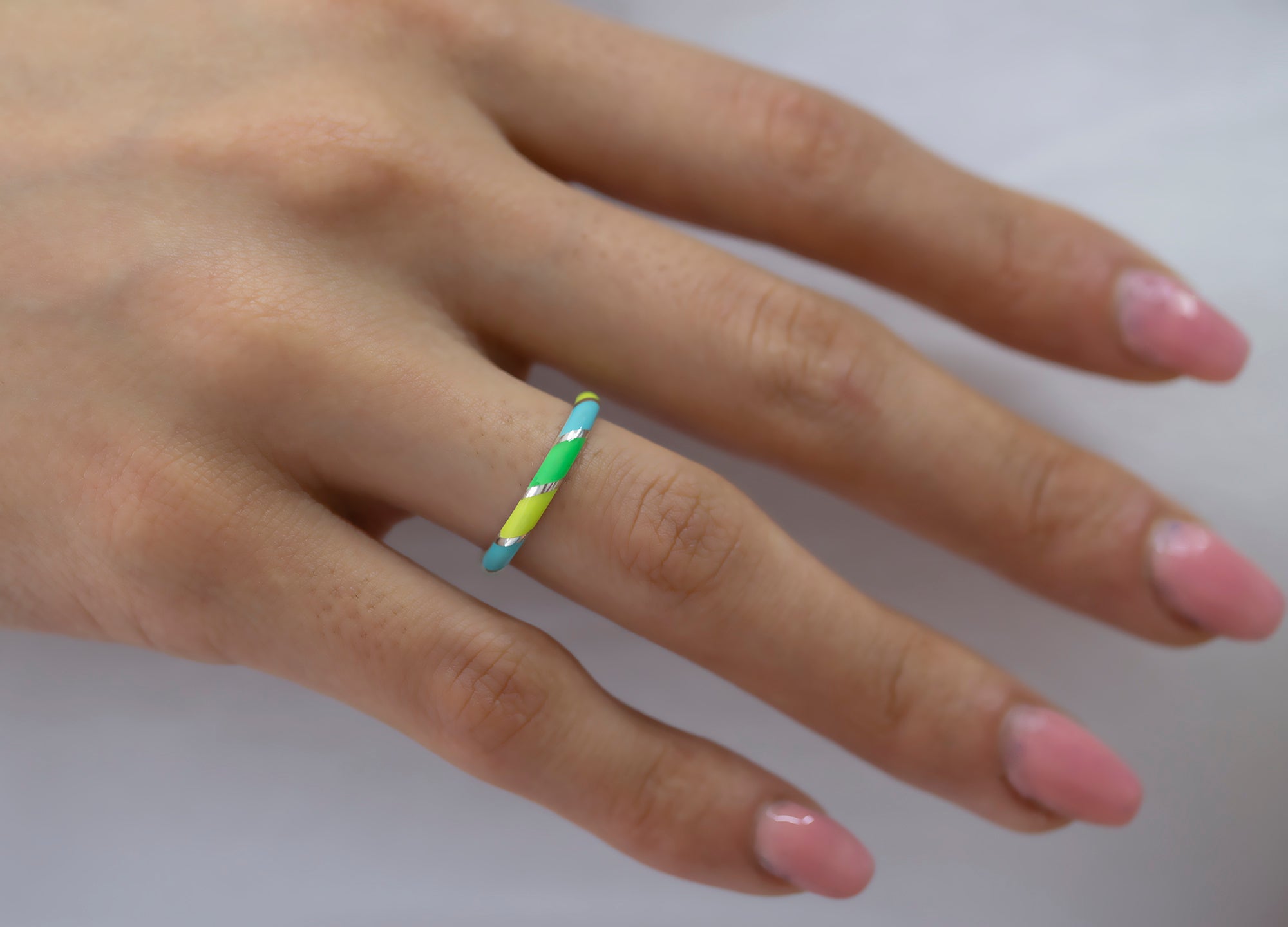 14K Gold Multicolor Enamel Rings for Woman/ Gold Enamel Colored Stack Rings/ Colourful Enamel Band/ Birthday Gifts/ The Mom/ Gift for Her