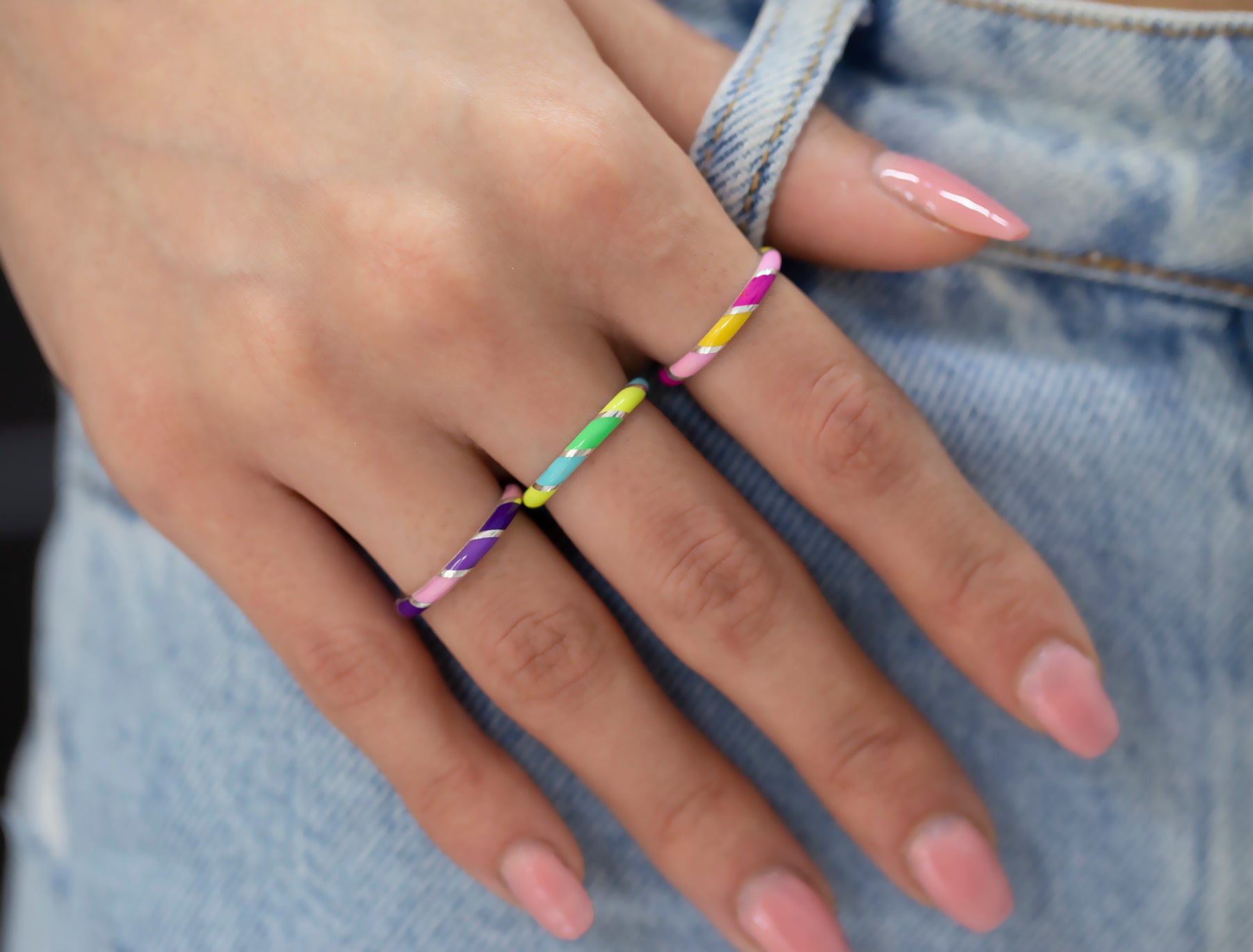 14K Gold Multicolor Enamel Band for Women – Mirella