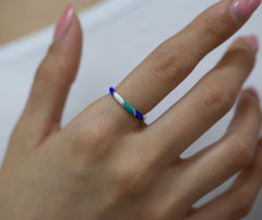 14K Gold Multicolor Enamel Rings for Woman/ Gold Enamel Colored Stack Rings/ Colourful Enamel Band/ Birthday Gifts/ The Mom/ Gift for Her