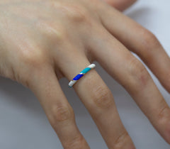 14K Gold Multicolor Enamel Rings for Woman/ Gold Enamel Colored Stack Rings/ Colourful Enamel Band/ Birthday Gifts/ The Mom/ Gift for Her