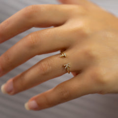 14K Gold Diamond Initial Cuff Ring – Seravelle