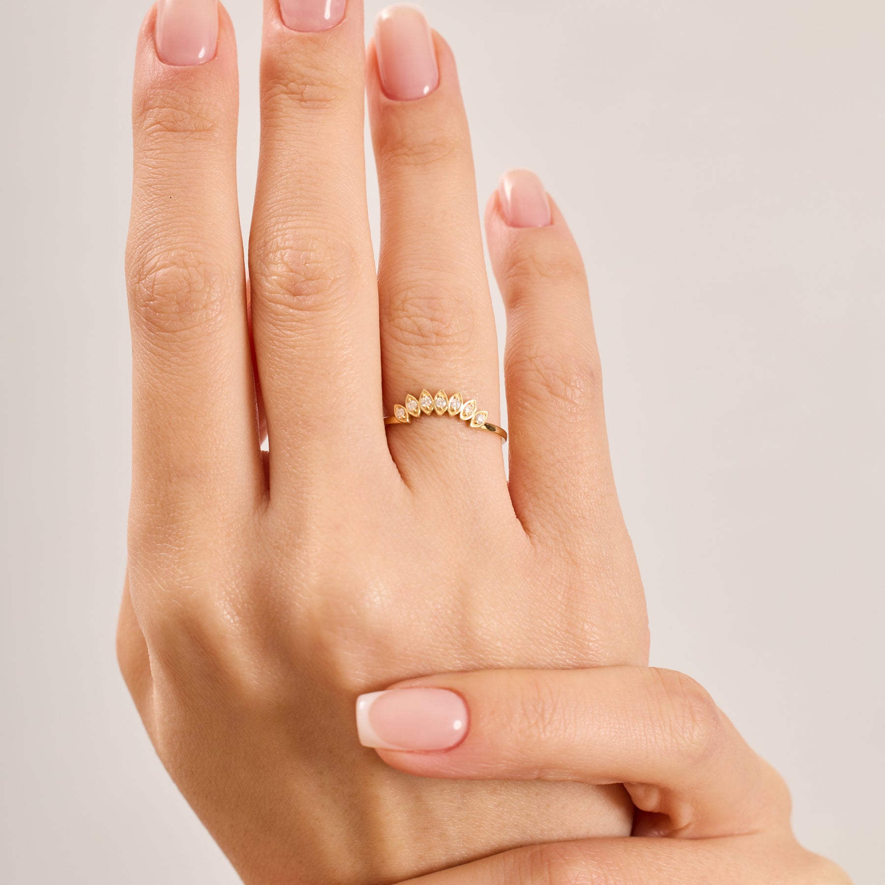 14K Gold Diamond Marquise Frame Nesting Band Ring – Lume