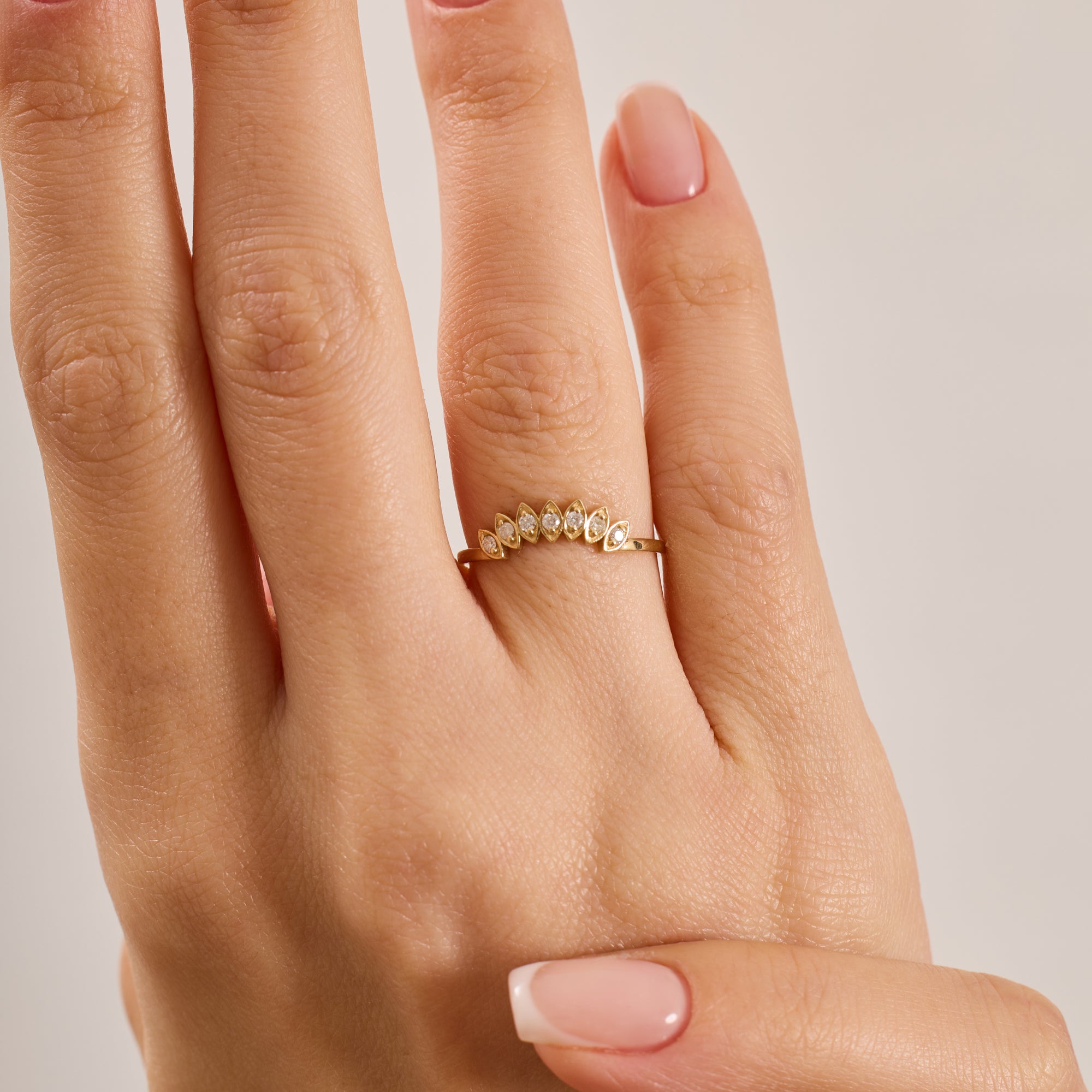 14K Gold Diamond Marquise Frame Nesting Band Ring – Lume