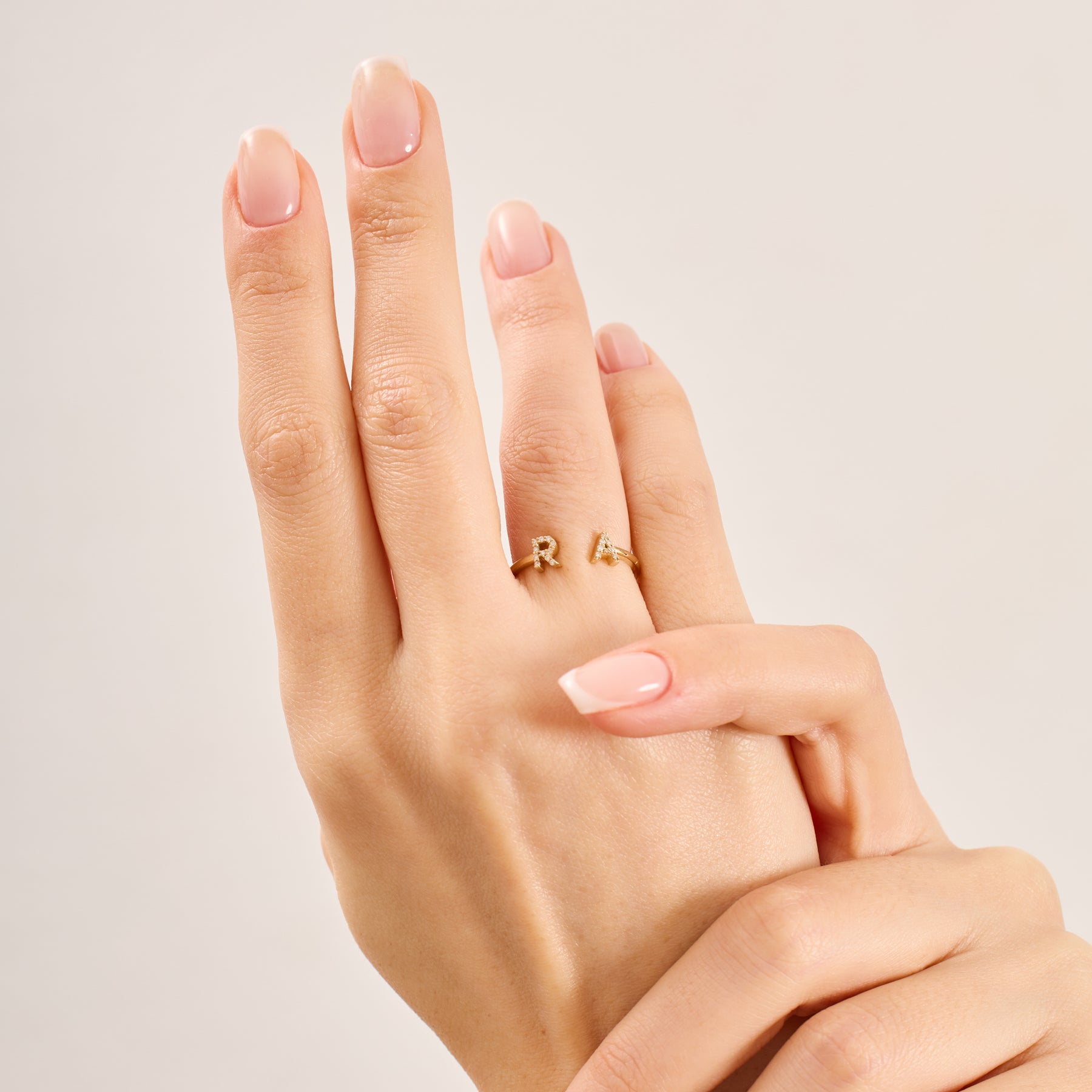 14K Gold Diamond Initial Cuff Ring – Seravelle