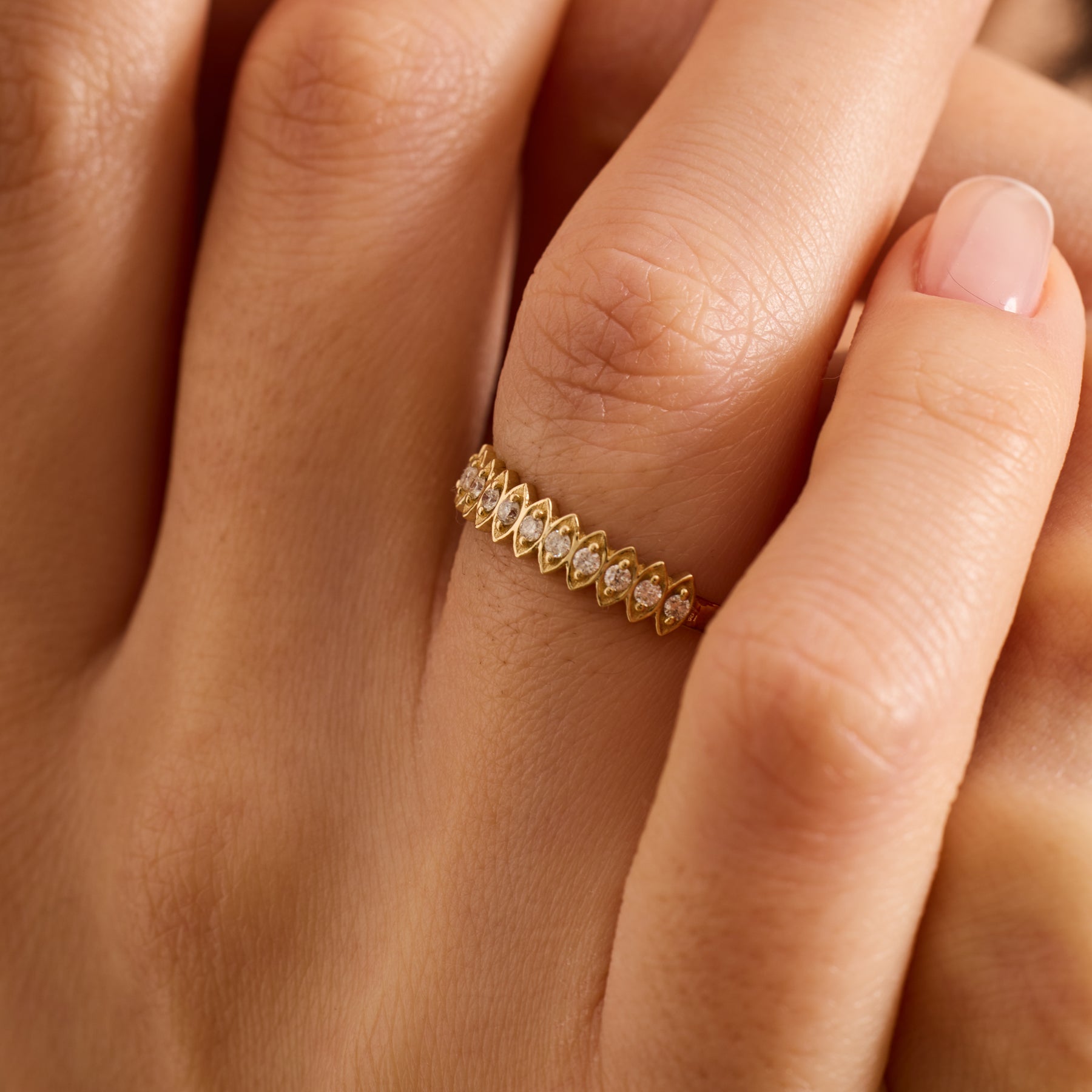 14K Gold Diamond Marquise Frame Band Ring – Lume